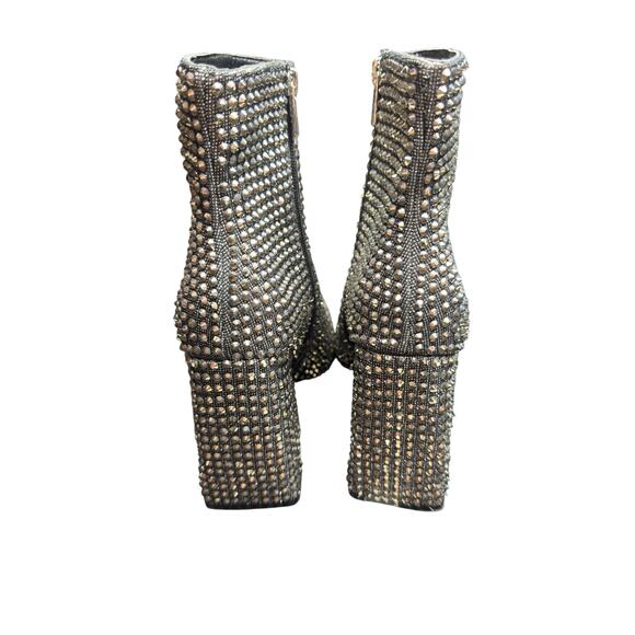 Jessica Simpson Luvrey Rhinestone Bootie Size 9 M Pewter Metallic square Toe - Picture 9 of 15